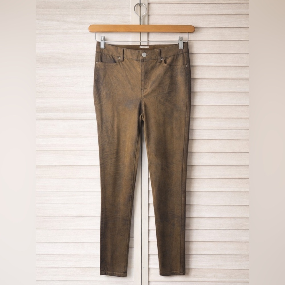 Chico’s Faux Suede Worn Luggage Slim Pant SZ 0 Casual Office Boho Classic
